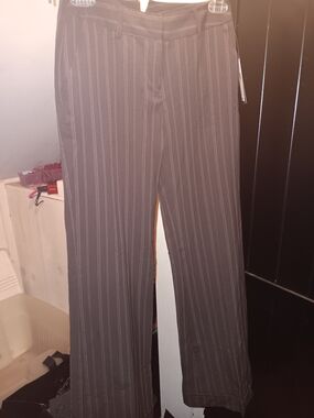 Iz Byer Brown Pinstripe Wide-Leg Trousers